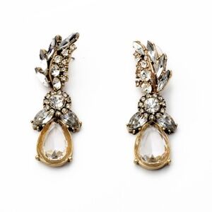 Vintage Brass and Crystal Wheat Drop Earrings